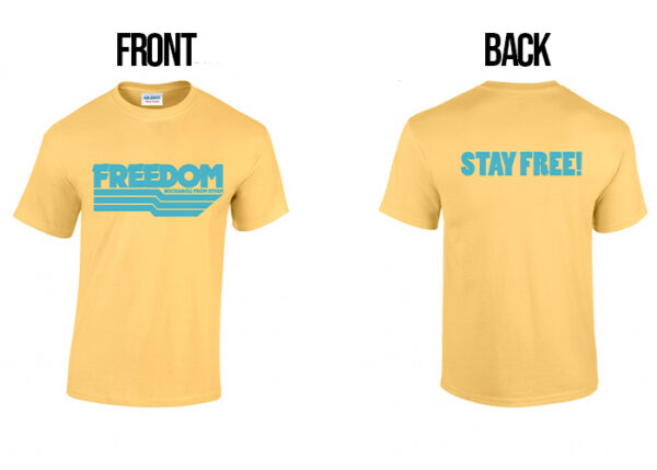 T/S Stay Free (XXL) - Yellow with Blue Print